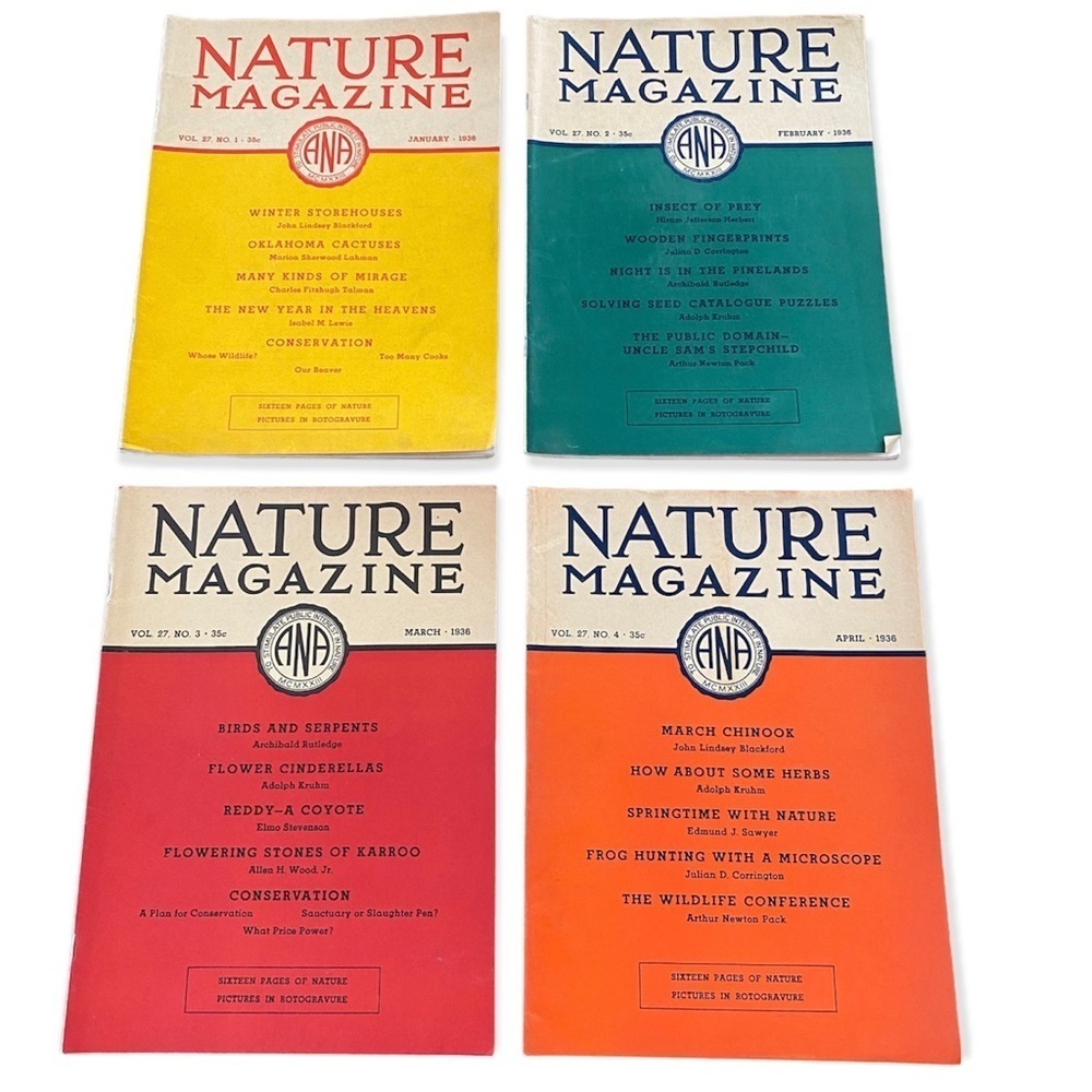 Lot of Four (4) Vintage Nature Magazines 1936